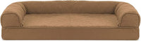 Furhaven Orthopedic Dog Bed for Medium/Small Dogs w/ Removable Bolsters & Washable Cover, For Dogs Up to 35 lbs - Quilted Sofa - Toasted Brown, Medium