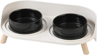 Elevated Ceramic Dog Bowl Set - Black / Small