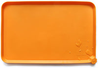 Hoki Found -Waterproof Pet Feeding Mats with High Lips - 22"L x 14"W / Orange