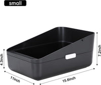 Open Cat Litter Box:Odor Reducing Anti Splash Design – Daily Care for Cats - Black Small - image 4