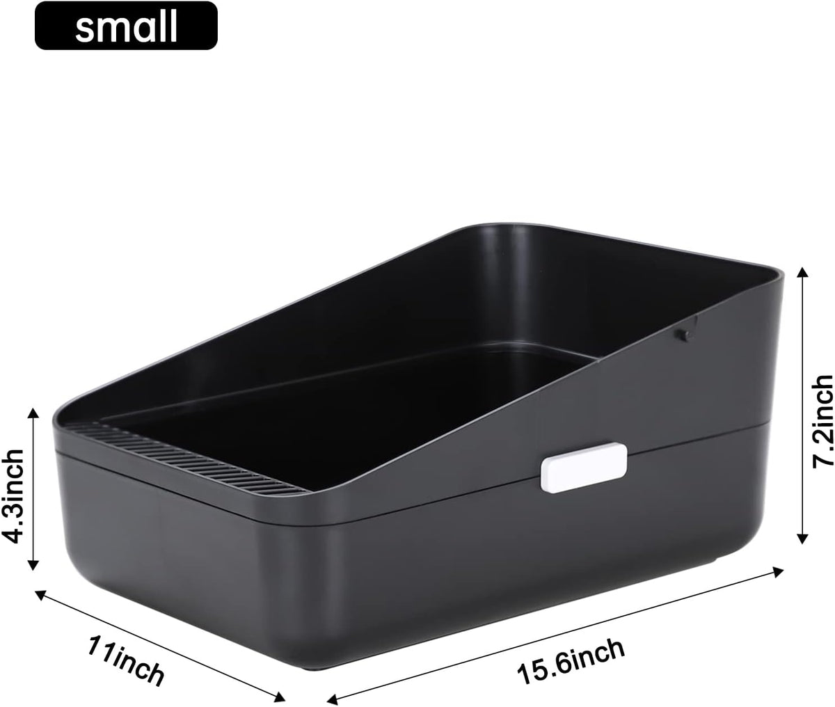 Open Cat Litter Box:Odor Reducing Anti Splash Design – Daily Care for Cats - Black Small - image 4