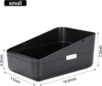 Sfozstra Open Litter Box, High Side Sifting, Secure and Odor Control, Removable, Easy to Clean for Cats Up to 8 Pounds (Black Small)