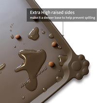Hoki Found Large Silicone Pet Food Mats Tray - Non Slip Pet Dog Cat Bowl Mats Placemat - Dog Pet Cat Feeding Mat - Waterproof Dog Cat Food Mats -Pet Water Mats for Floors - Coffee