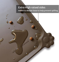 Hoki Found X-Large Silicone Pet Food Mat Tray - Non-Slip Dog and Cat Bowl Placemat - Waterproof Feeding Mat for Carpet - Coffee