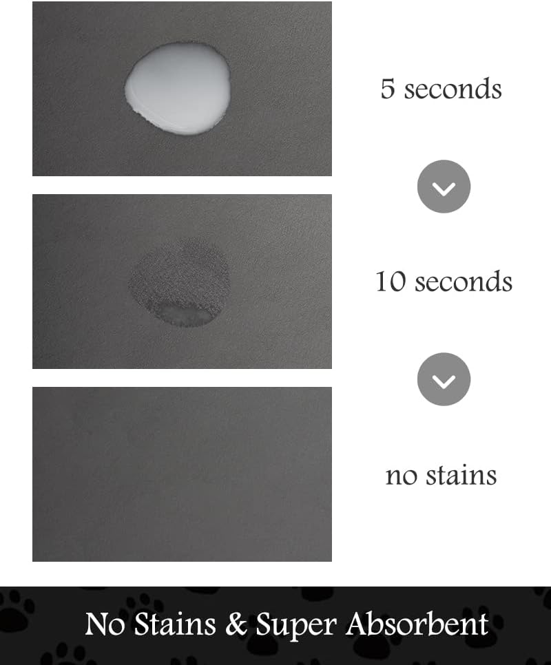 PADOOR Pet Feeding Mat-Absorbent Dog Mat for Food and Water Bowl-No - 16"x24" / Dark Grey - image 2
