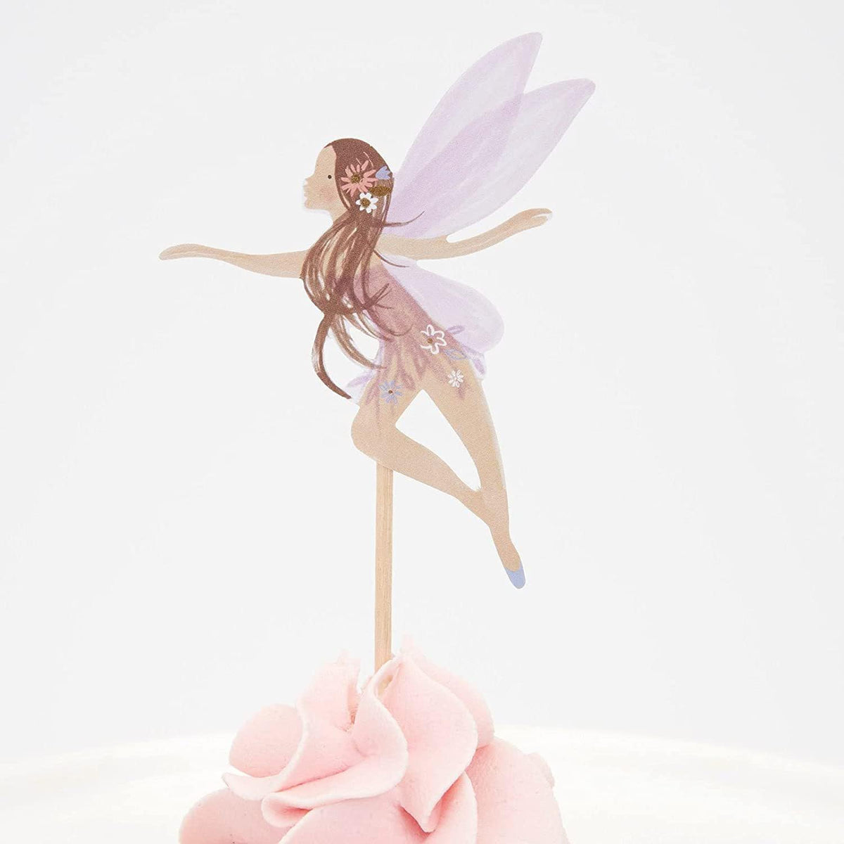 SAMOKA fairy cupcake toppers, 24 card paper picks on wooden sticks in 6 fairy designs - view 5