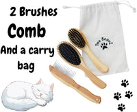 Premium Bamboo Cat Grooming Kit: Cat Brushes for Indoor Cats, Kitten Brush, and Dematting Comb for Long Haired Cats | Bamboo Grooming Supplies with kitten brush