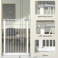 41" Extra Tall Cat Gate for Doorway, 40.6-49.1'' Metal Pet Baby Safe Gate, Extra Wide Pressure Mounted Child Door with Expansion Kit, No Drilling Cat Fence Indoor, Tall Dog Gate, White