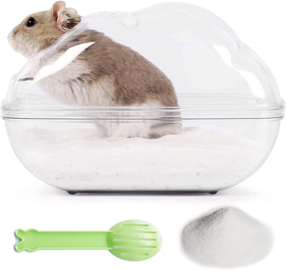 Hamster Small Animal Sand Bath Box Bathtub Critter's Bathroom - +200g Sand+1 Spoon / Medium