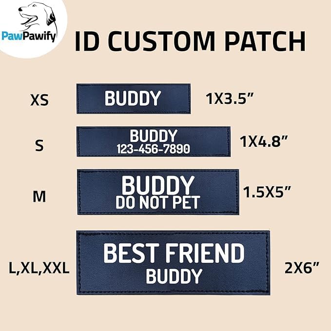 PawPawify Custom No Pull Dog Harness with Name and Phone Number, Heavy Duty Personalized Pet Vest to Prevent Tugging, Pulling, or Choking, Training and Walking (New Red, S (10-19LBS))