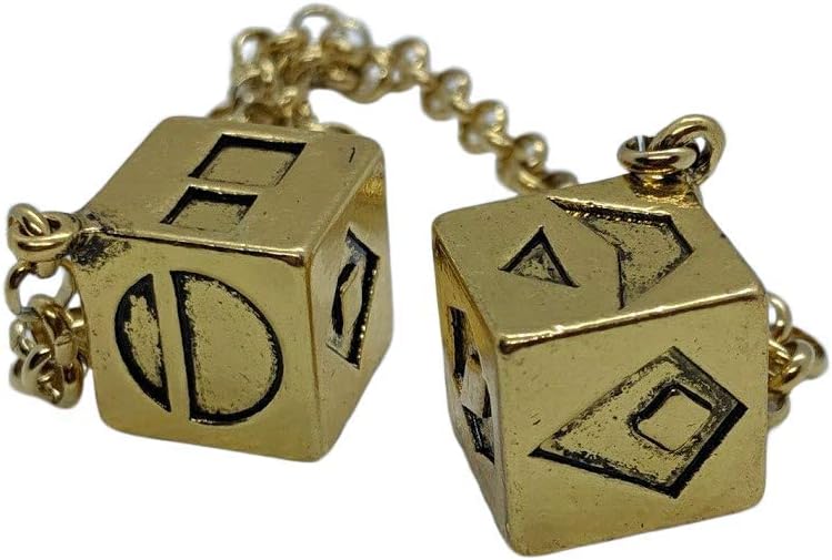 Custom 3d Stuff large antique weathered gold plated smuggler's dice on a 10.5 inch chain - view 3