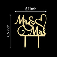 AMINJIE Mr and Mrs cake topper in mirror gold acrylic, 6.1 x 6.5 inches - view 4