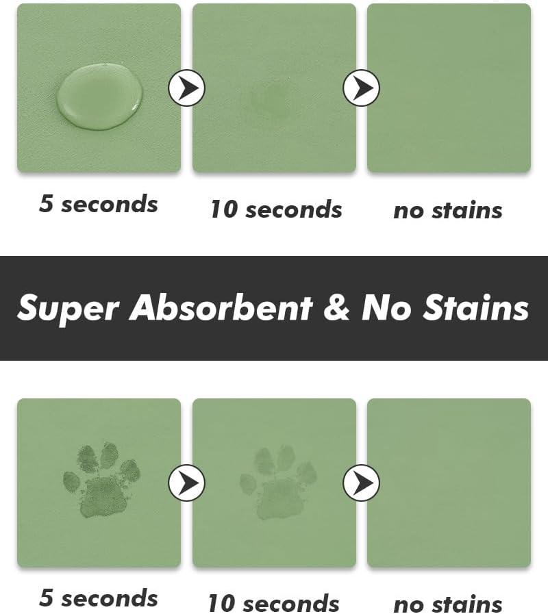 MontVoo Absorbent Dog Food Mat-Dog Mat for Food and Water Bowl - Green / 12"x19" - image 2