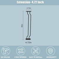 Extra Wide Baby Gate with 4.72in Extensions, Walk-Through, Auto Close, Pressure Mount Child Safety Gate (Black, Extension-4.72"/12cm)