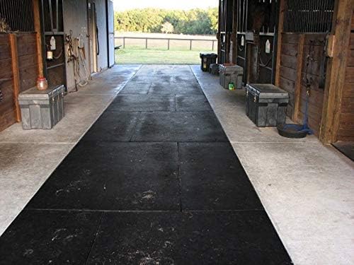 American Heavy Duty Stall Mats - Durable Rubber Flooring - Solid Black 6 Border Tiles 3/8" Thick Expansion Set