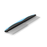 YINGFAN Dog Comb, Stainless Steel Dematting Comb for Dogs and Cats, Non-Slip Handle Dog Combs for Grooming Matting (Blue)