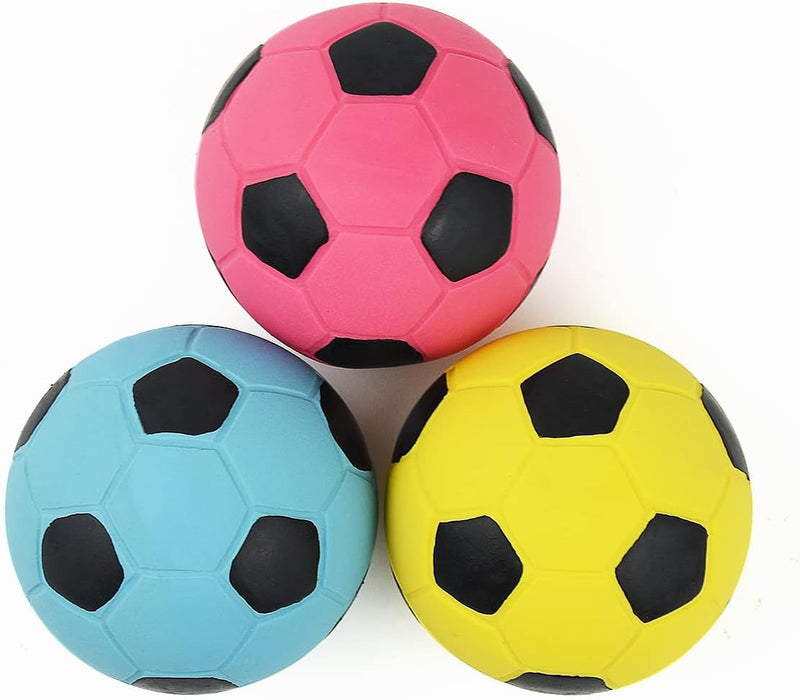 Squeaky Dog Ball, Soft Latex Rubber Squeaky Dog Toys for Small Dogs Puppies, Cute Bounce Squeak - 2.0″ Soccer ball - 3 Pack / Small