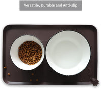 Hoki Found -Waterproof Pet Feeding Mats with High Lips - 19"L x 12"W / Dark Oak - image 4