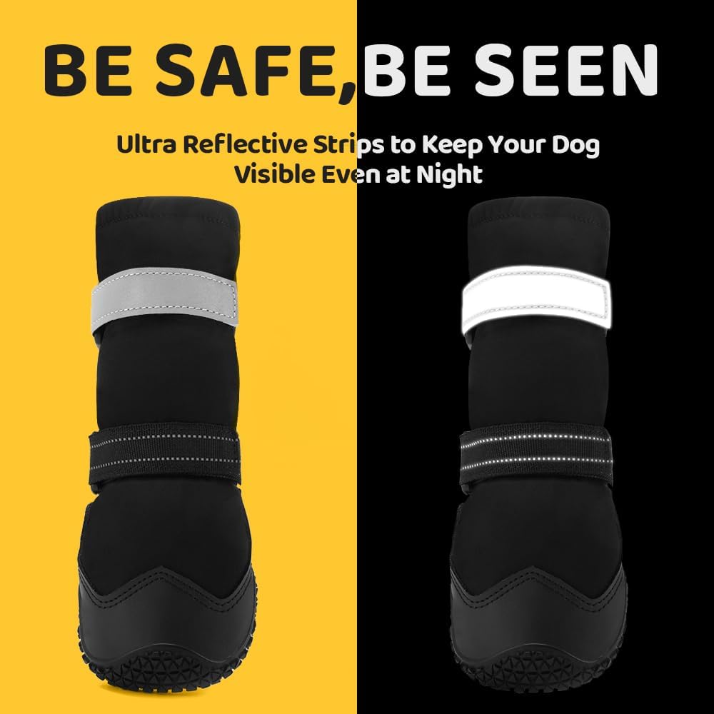 Dog Boots Waterproof Dog Shoes for Medium Large Dogs - Light Black / Width 2.16 in - image 4