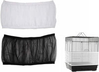 Bird Cage Seed Catcher, Airy Gauze Bird Cage Cover Seeds Guard Dust-Proof Universal Birdcage - Black + White / Small