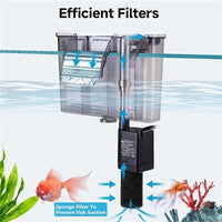 AQQA Quiet 20-30 Gallon Fish Tank Filters - Auto Start Hang on Back Aquarium Filter, 6W/ 8W Adjustable Flow, Deodorization Decontamination Filter System AQ168 (6W 158GPH)
