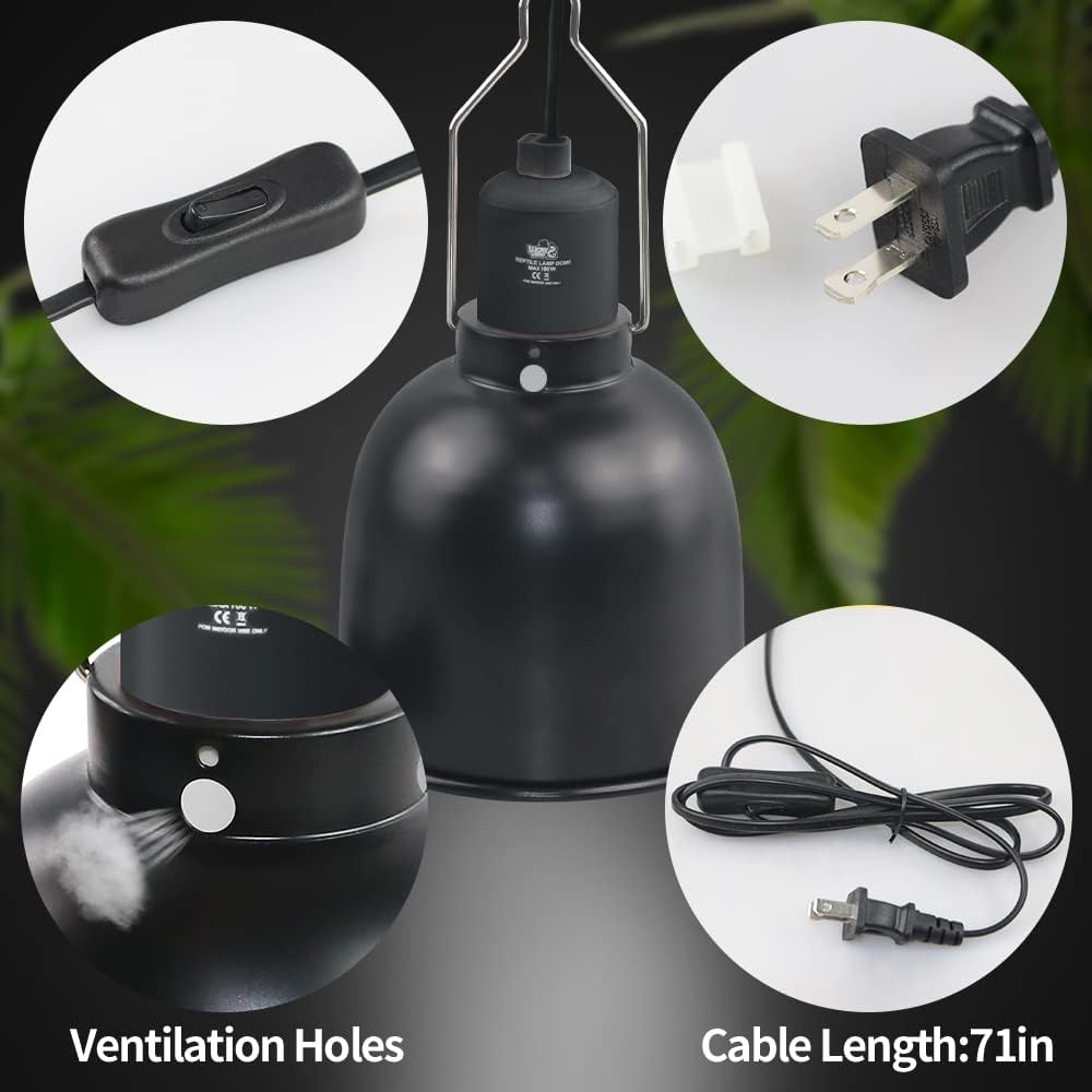 LUCKY HERP Aluminum 5.5inch Shallow Dome Reptile Light Fixture - Deep Dome Reptile Light Fixture / 5.5 inch Non-Adjustable - image 2