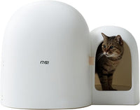MS!MAKE SURE Cat Litter Box, Large Covered Hidden Dog Proof Closed Modern Cat Litter Box Furniture with Scoop, for Odor Control and Less Tracking, Easy to Clean,26.7"x19.6"19.6", Snow White