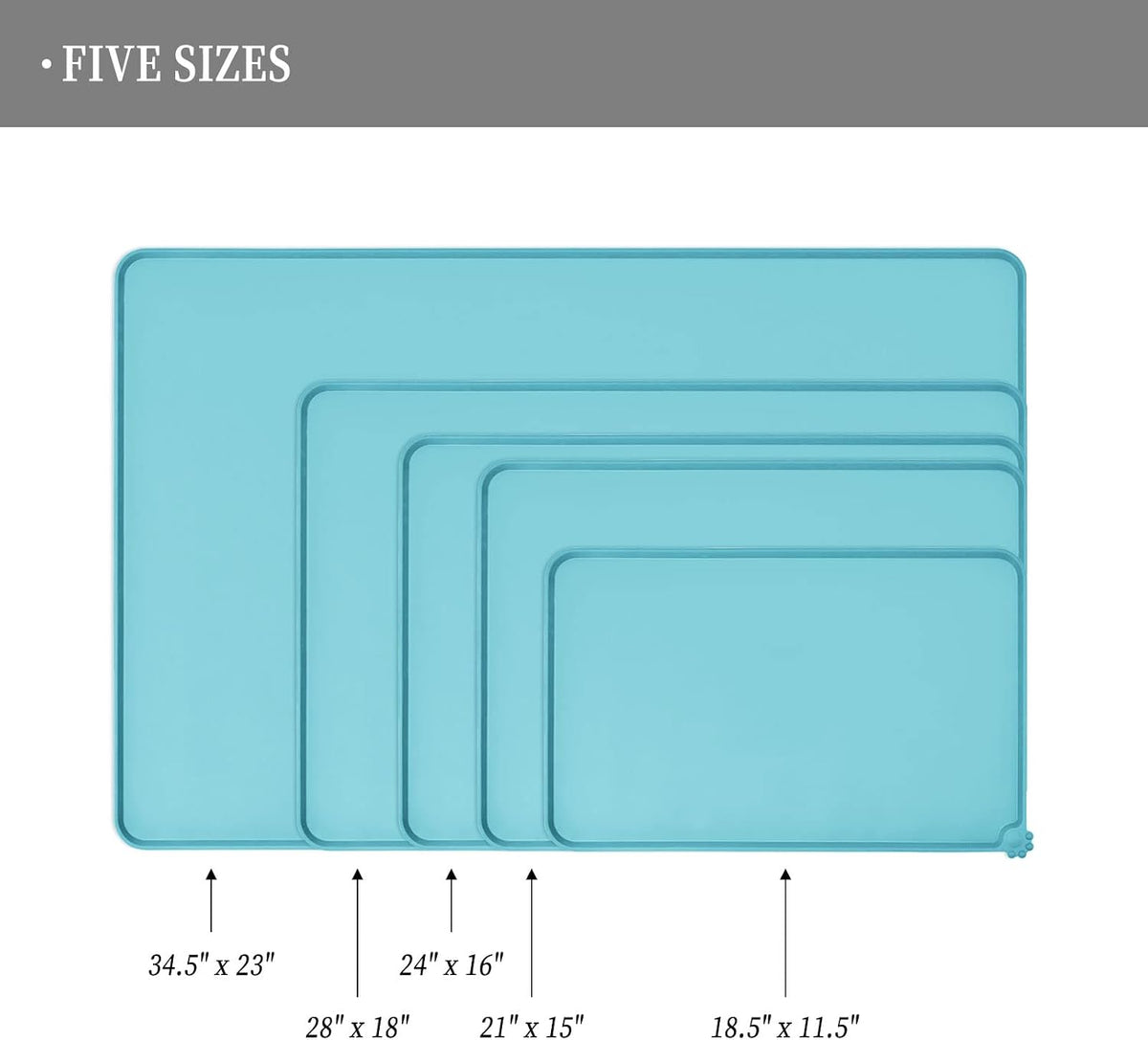 Reopet Silicone Pet Feeding Mat - Turquoise / 24" x 16" - image 2