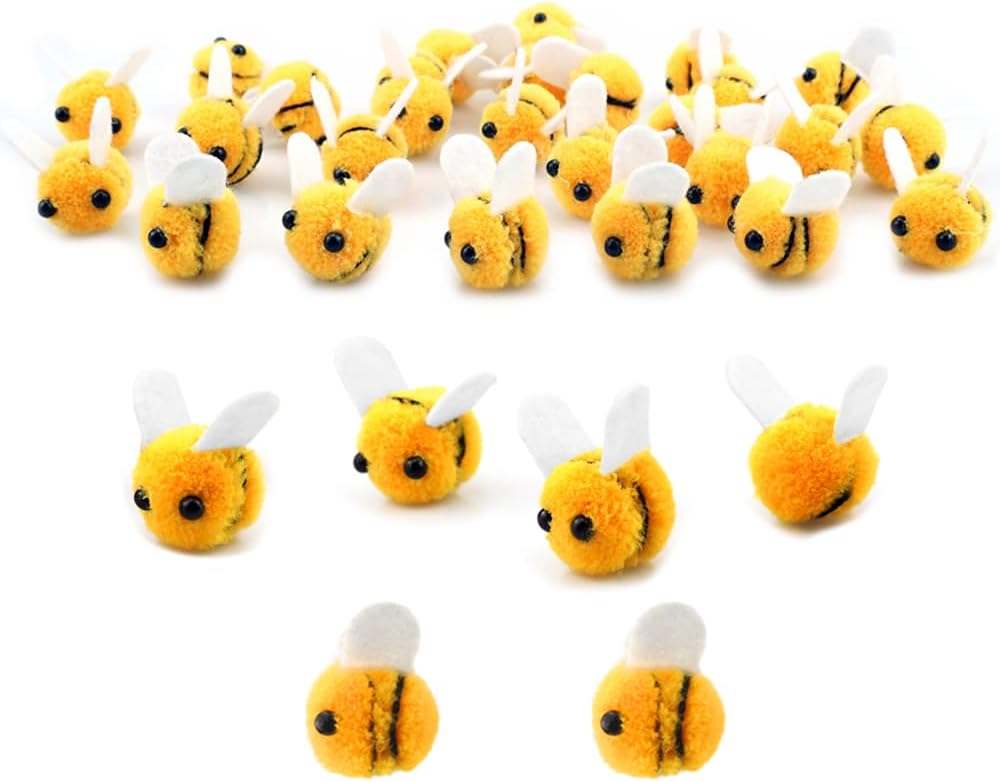 SaktopDeco mini wool felt bees for crafts, 28 pieces about 1 inch each - view 2