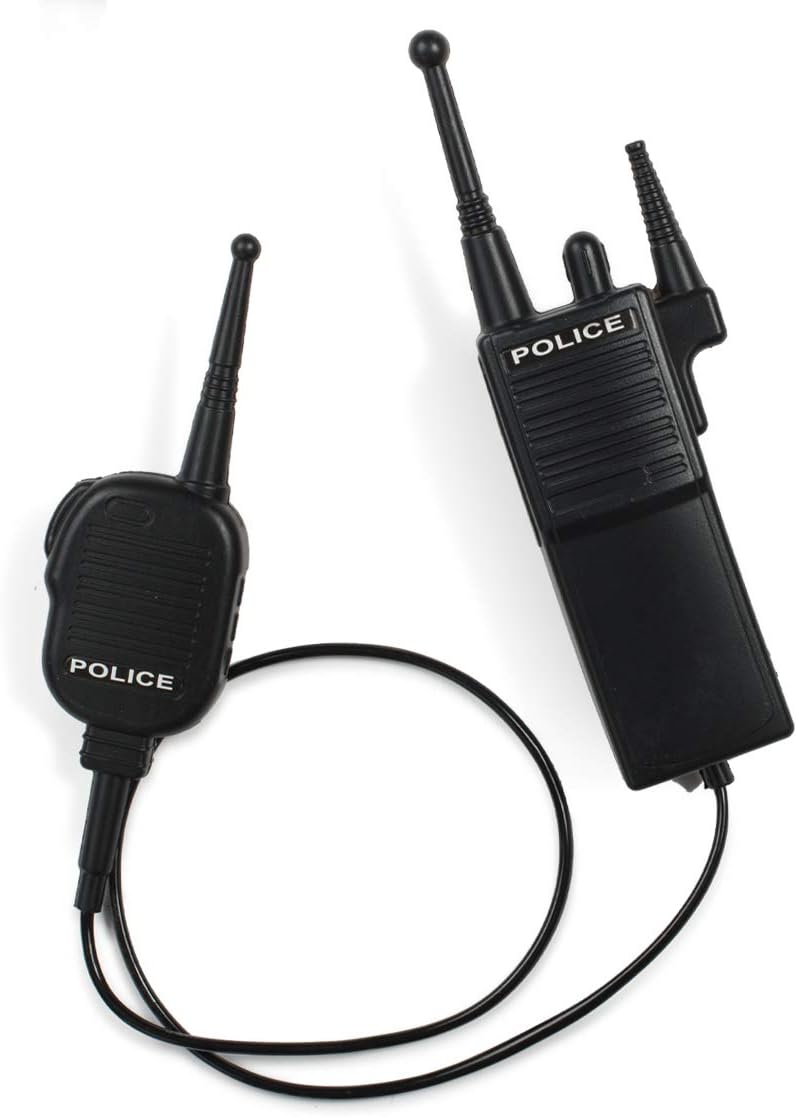 Dress Up America black police walkie talkie toy radio and microphone set