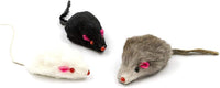 Pack of 20 handmade rabbit fur catnip mice cat toys with rattle in black, white and grey - view 2
