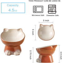 Nihow Ceramic Basic Cat Bowls: 5 Inch Cat Bowl for Food & Water – Essentials for Cats - 4.5 OZ / Brown - image 2