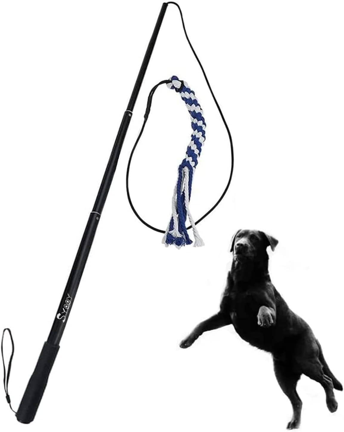 Flirt Pole for Dogs, Interactive Teaser Wand with 1 Fleece Rope Toy for Chase and Tug of War