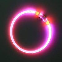 BSEEN Light Up Dog Collar, Rechargeable LED Dog Collar Waterproof Glowing Pet Collar TPU Cuttable Lighted Puppy Collar Safety Dog Lights for Night Walking (Pink 70cm)