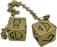 Custom 3d Stuff large antique weathered gold plated smuggler's dice on a 10.5 inch chain - view 2