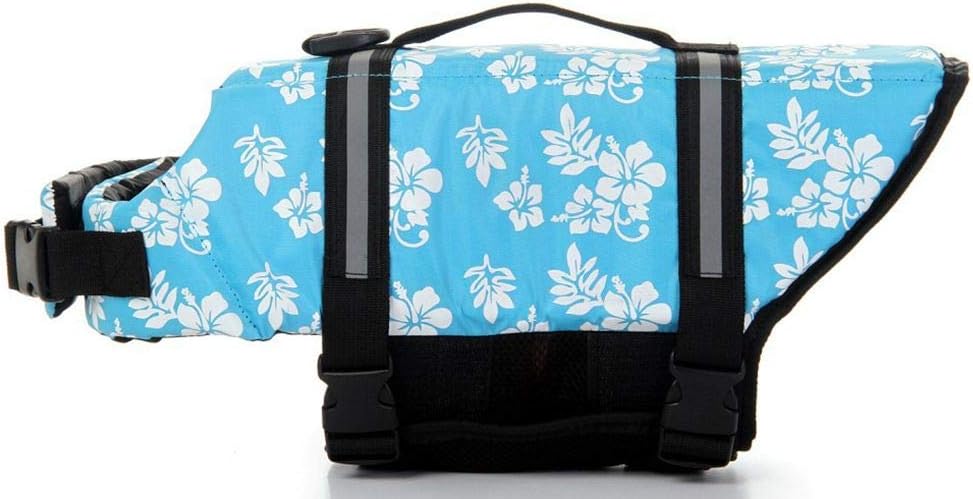 Dog Life Jacket Adjustable Dog Lifevest Swimsuit Safety Vest Apparel - A-Blue Flower / XS:12-16 inch(Ribcage Girth) - image 2