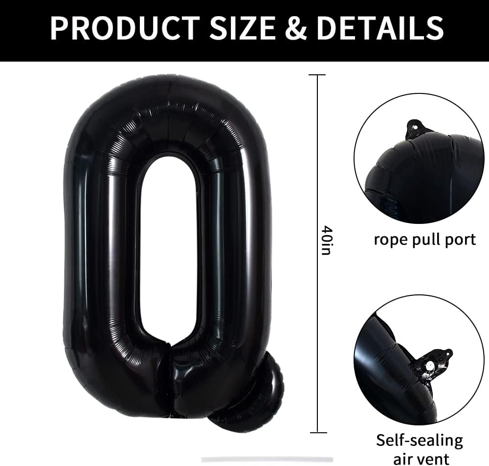 TONIFUL 40 inch black foil letter O balloon - view 11
