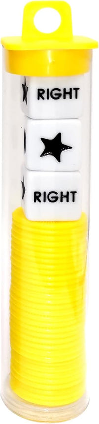 Ahoper Right Left Center Dice Game Prime Set Bundle with 3 Dices + 36 - Yellow