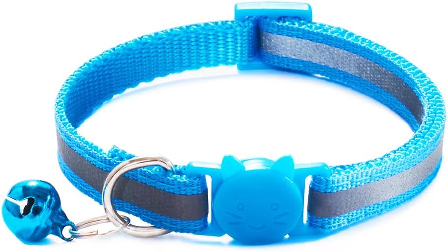 Reflective Cat Collar Breakaway with Bells - Sky Blue - image 2
