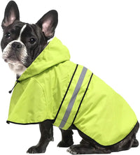 Waterproof Dog Raincoat, Adjustable Pet Rain Coats - Neon Green / Small