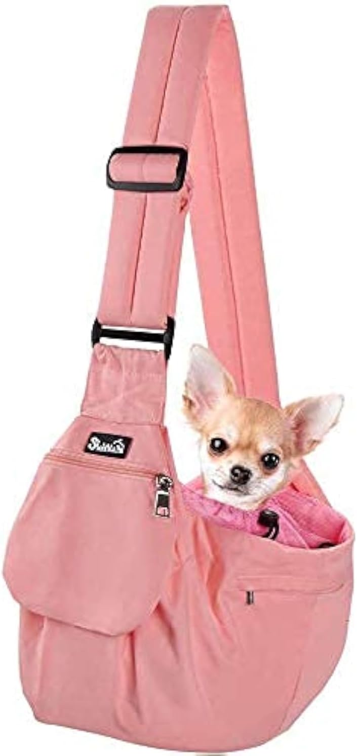 SlowTon Pet Carrier, Hard Bottom Support & Adjustable Padded Shoulder Strap – Essentials for Dogs - Peach