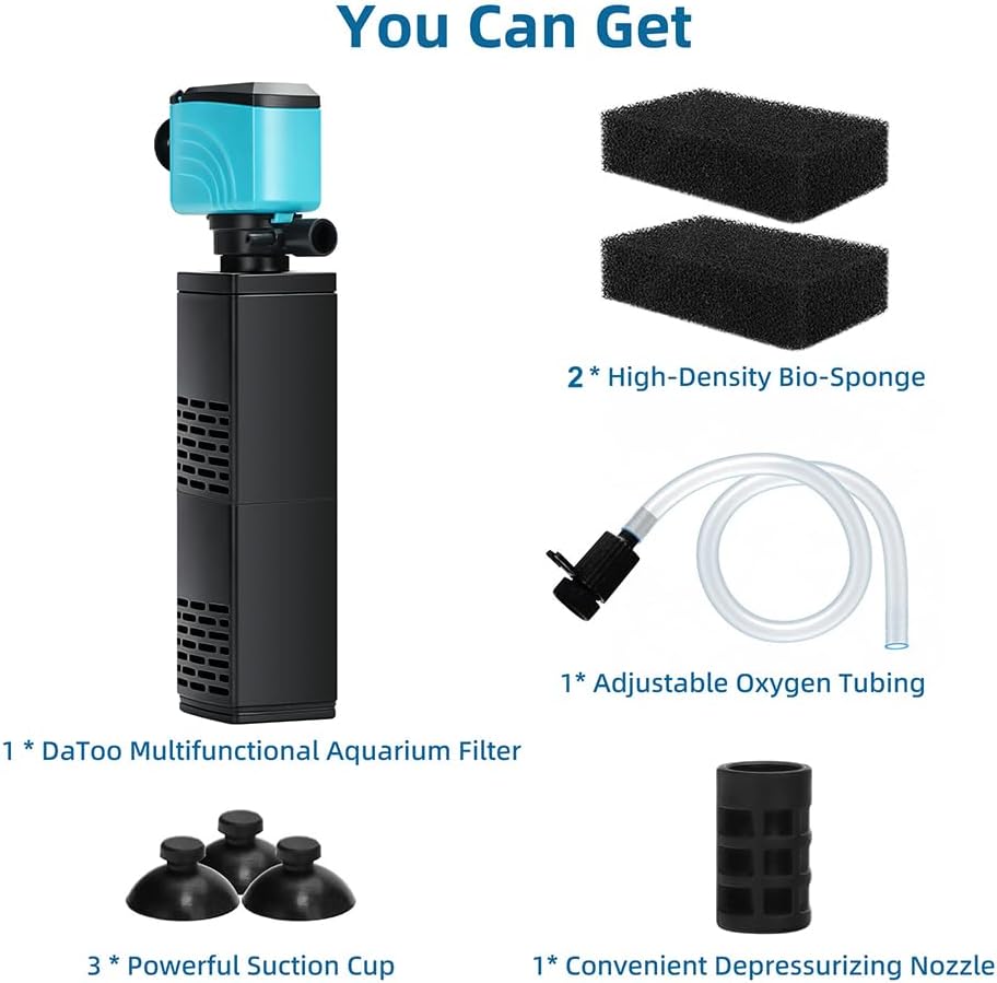 DaToo Aquarium Filter 5-15 Gallon Fish Tank Filter 120GPH Powerful - 25W 450GPH For 55-150 Gallon - image 3