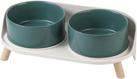 Elevated Ceramic Dog Bowl Set - Green / Medium