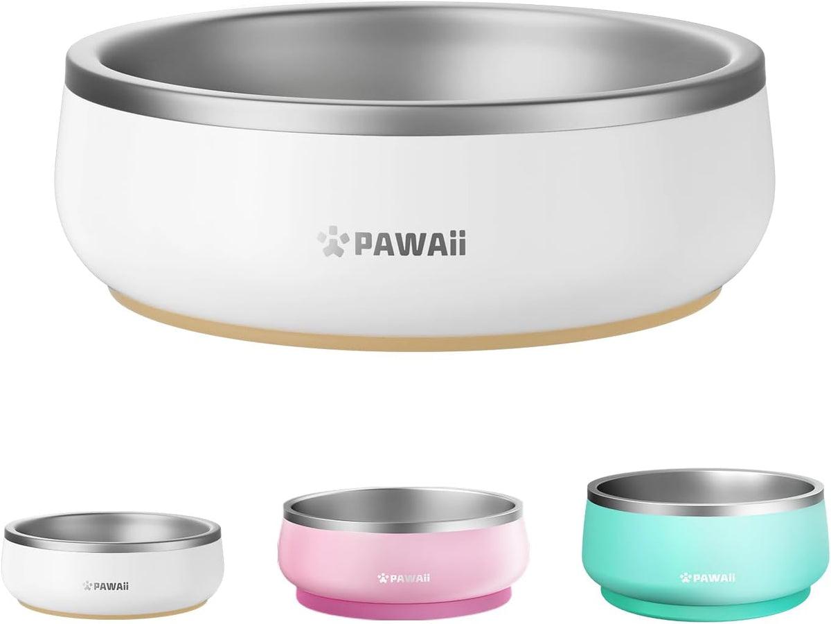 Pawaii Small Dog Bowl, 12 oz Stainless Steel Food and Water Bowl, 1 Pack – Essentials for Dogs - 12oz / Cream White