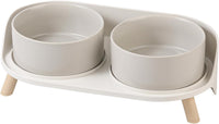 Elevated Ceramic Dog Bowl Set - Grey / Medium
