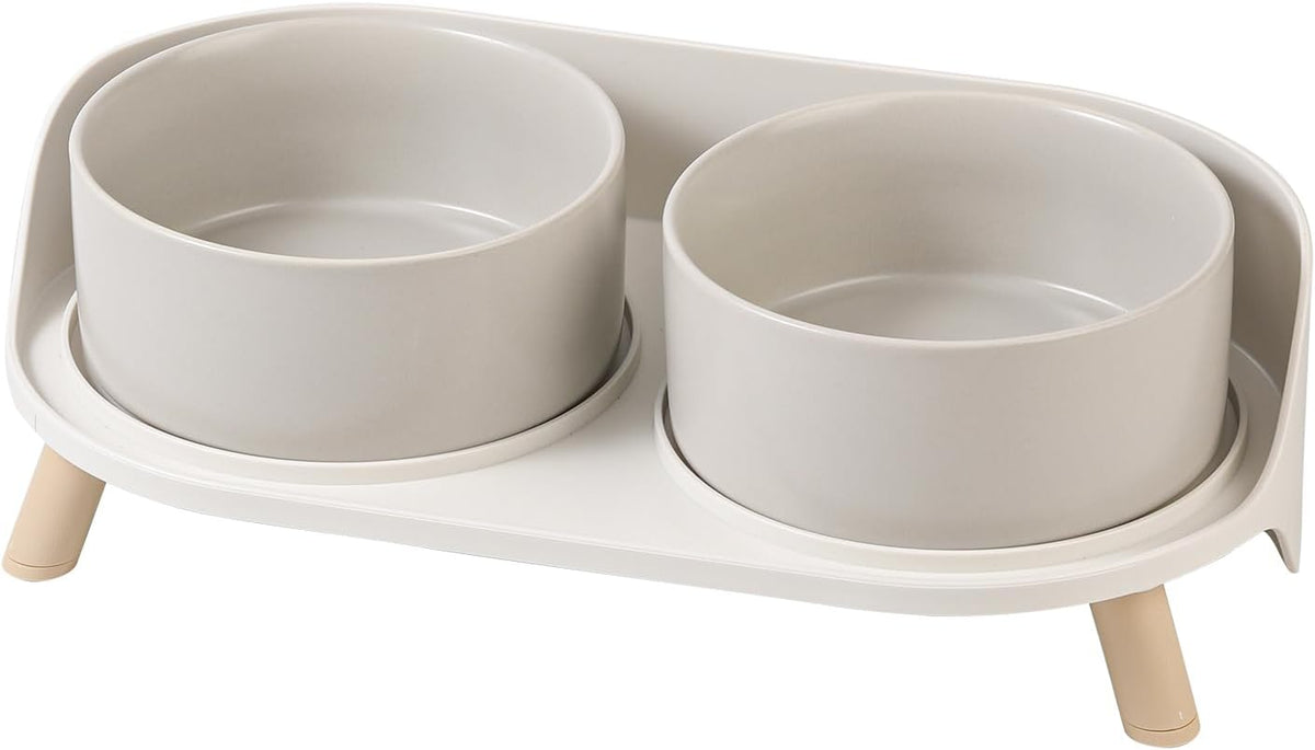 Elevated Ceramic Dog Bowl Set - Grey / Medium