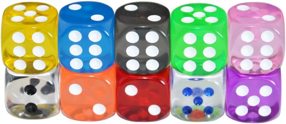 SmartDealsPro 10-Pack D6 Six Sided 16mm Transparent Dice Die for DND - Mix Color Translucent - image 3