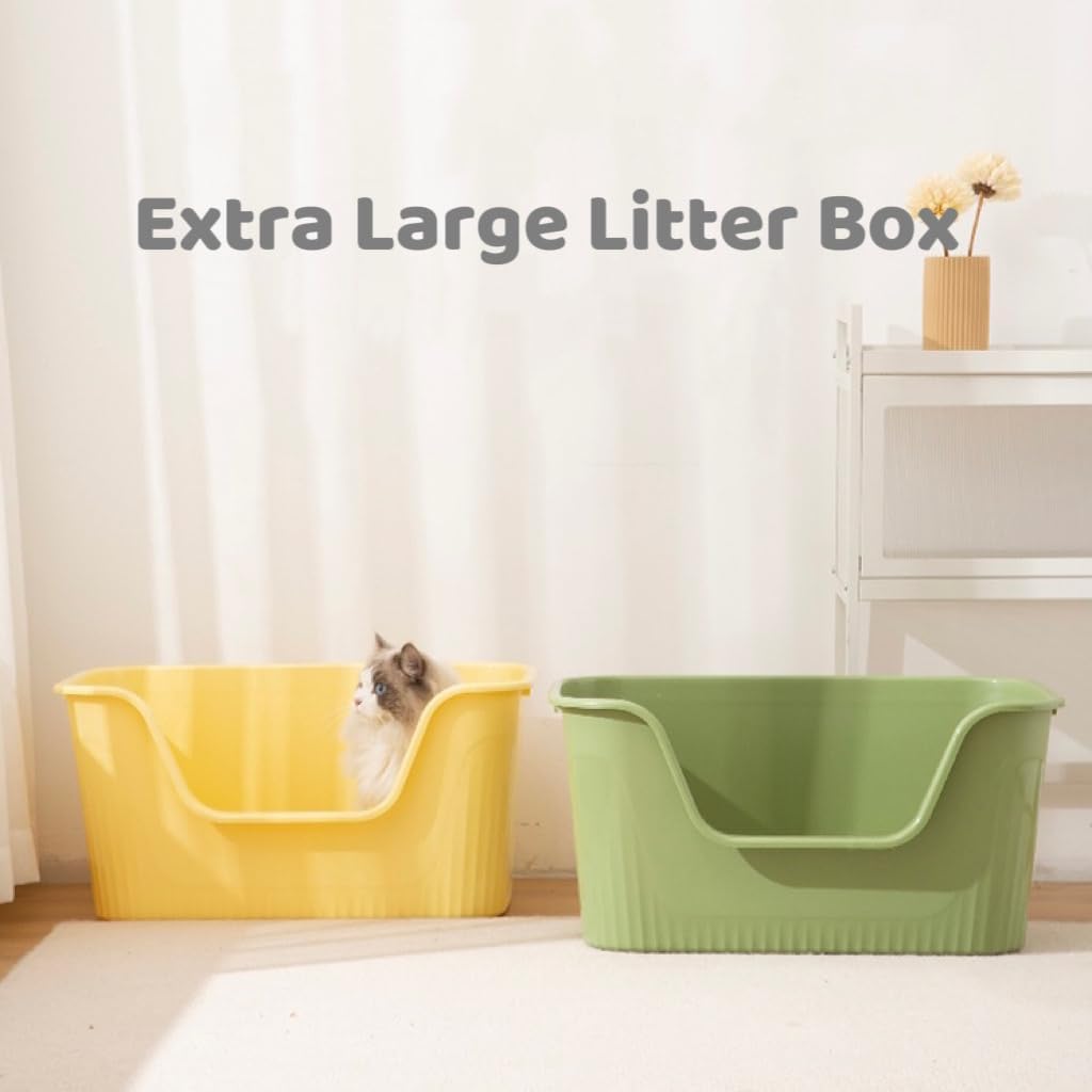 Extra Large Litter Box with High Sides 25.27" Lx17.83 Wx13.11 H - Yellow