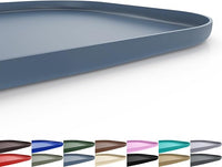 Silicone Pet Feeding Mat with Raised Edge for Food and Water, Dog Bowl Mats, Cat Bowls Placemat with High Lip for Floor Waterproof, Rubber Tray for Cats and Dogs 22 x 14 x0.8 Slate Blue