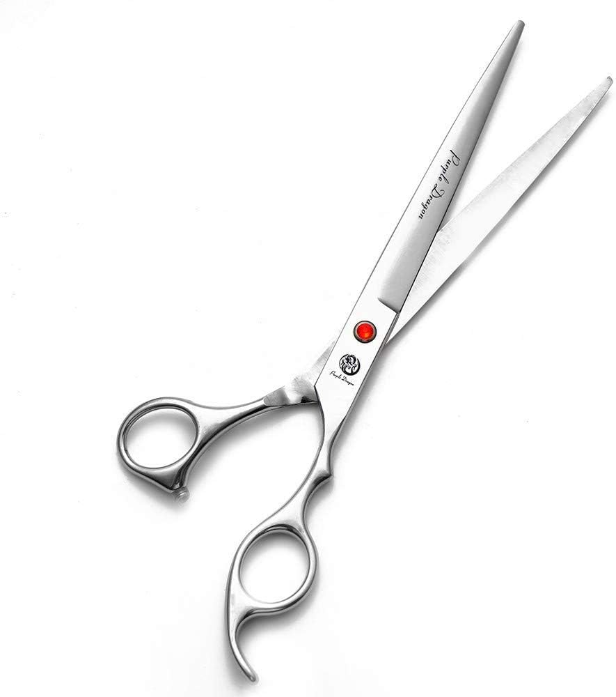 Purple Dragon 8 inch Sharp Edge Hair Cutting Shears with Bag – Essentials for Dogs - 8 inch
